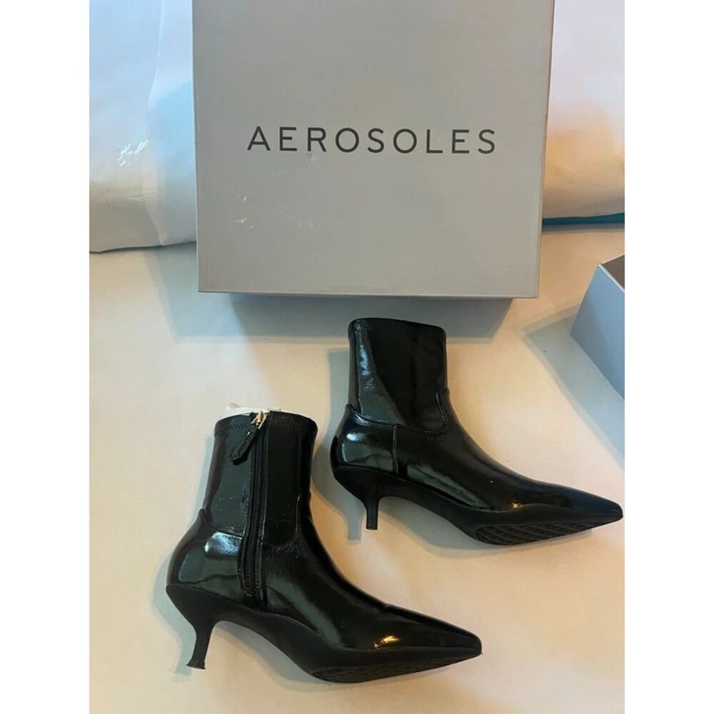 Aerosoles Lasko Black Patent Ankle Boots Women's Size 7M
